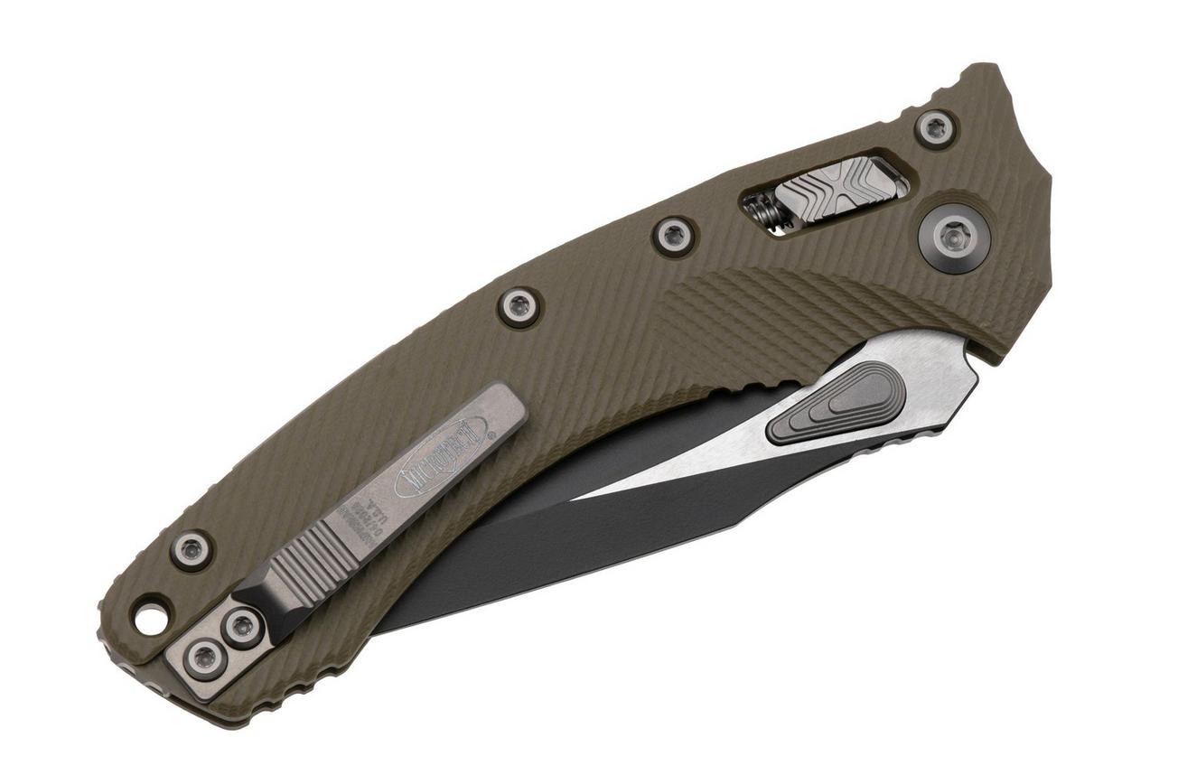 Microtech Amphibian 137RL-1FLGTOD, Two Tone Black M390MK, Fluted OD-Green G-10 zakmes