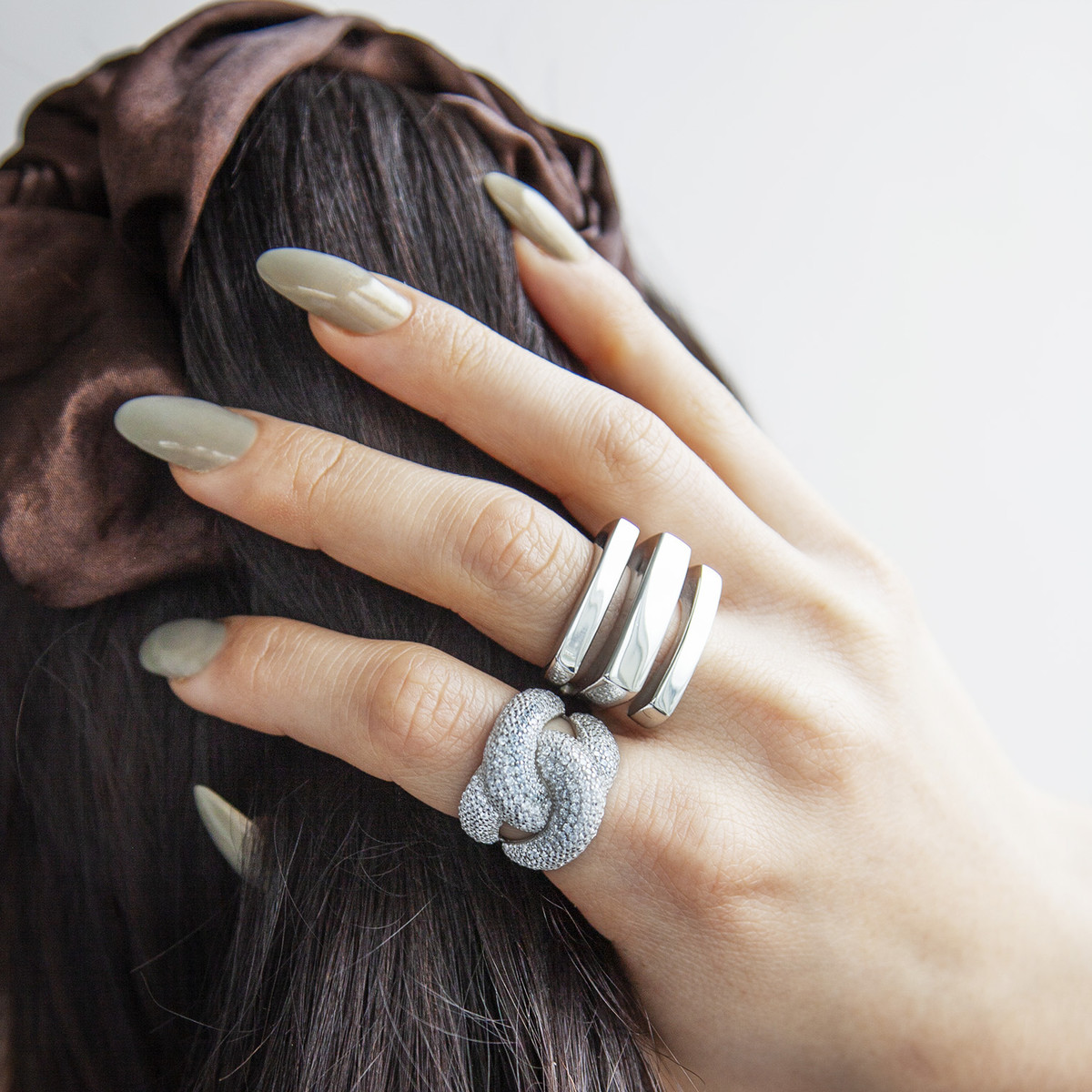 Bague acier triple ajourée