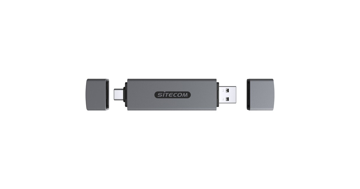 SitecomUSB-A + USB-C Stick kaartlezer met USB  (Grijs)