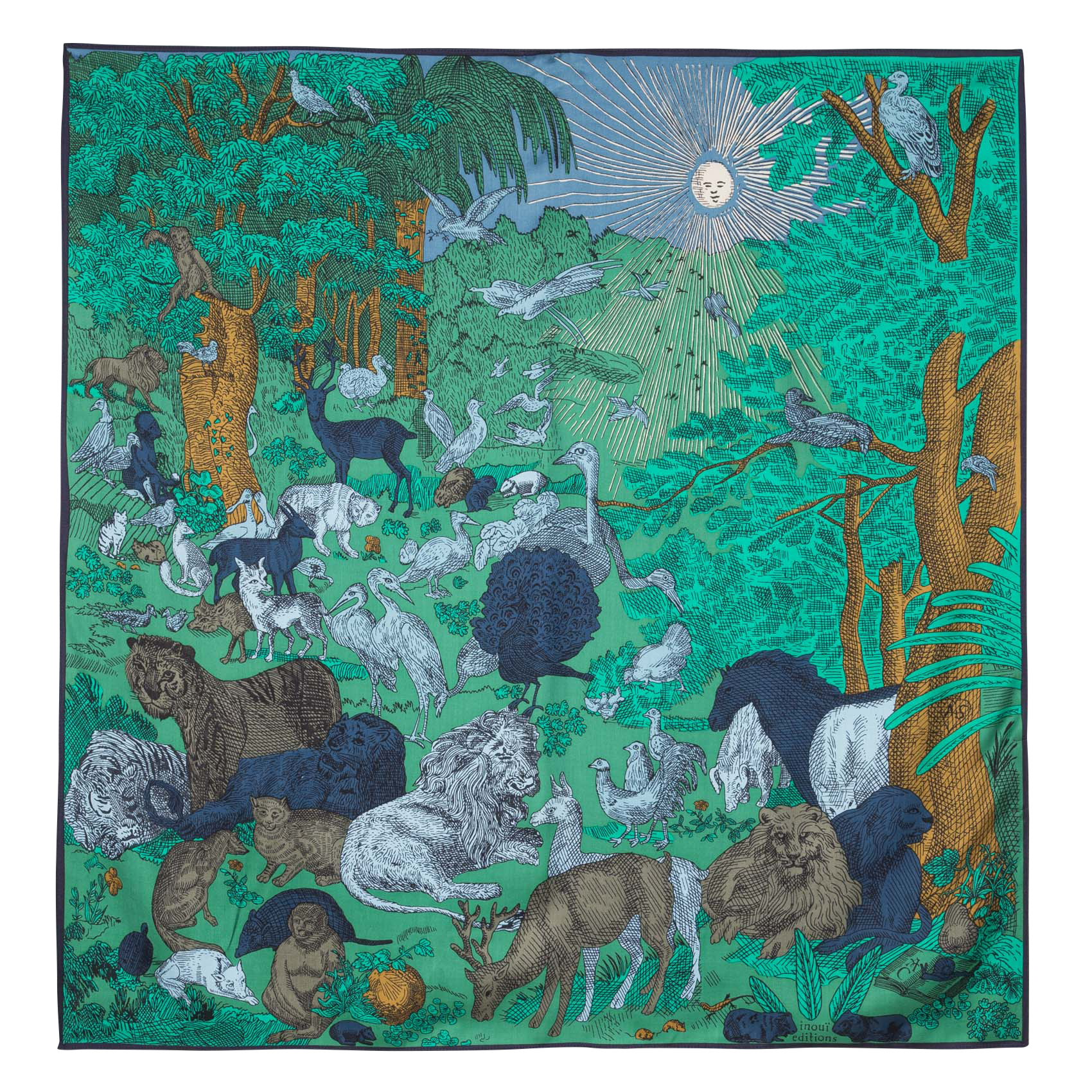 REVE - Foulard en soie mélangée imprimé | Vert