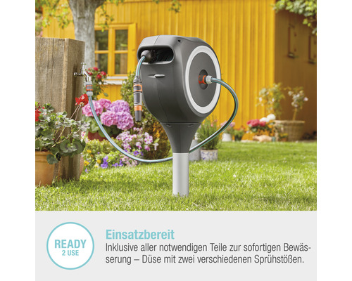 RollUp S tuinslangbox met grondpen inclusief 15 m slang, 360° draaibaar en RollControl technologie