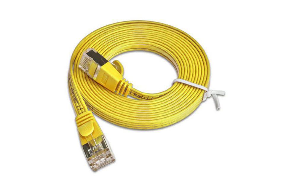 Slimpatchkabel RJ-45 - RJ-45, Cat 6, STP, 0.1 m, GelbGeschirmtes Twisted-Pair-Kabel (STP) mit Klinkenschutz