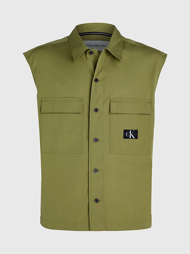 Camisa sem mangas de algodão popeline