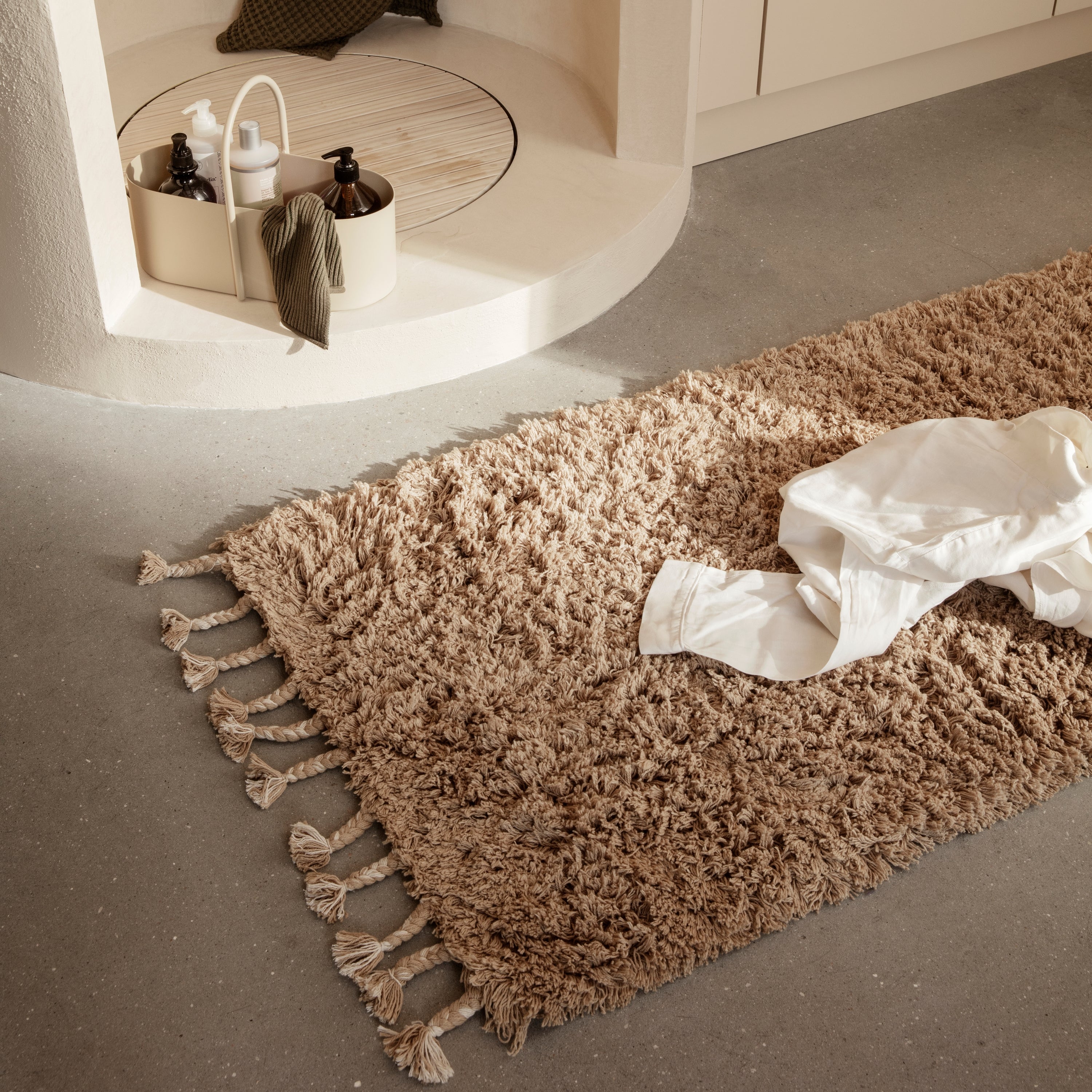 Ferm Living Amass Long Pile Badmat - White Pepper