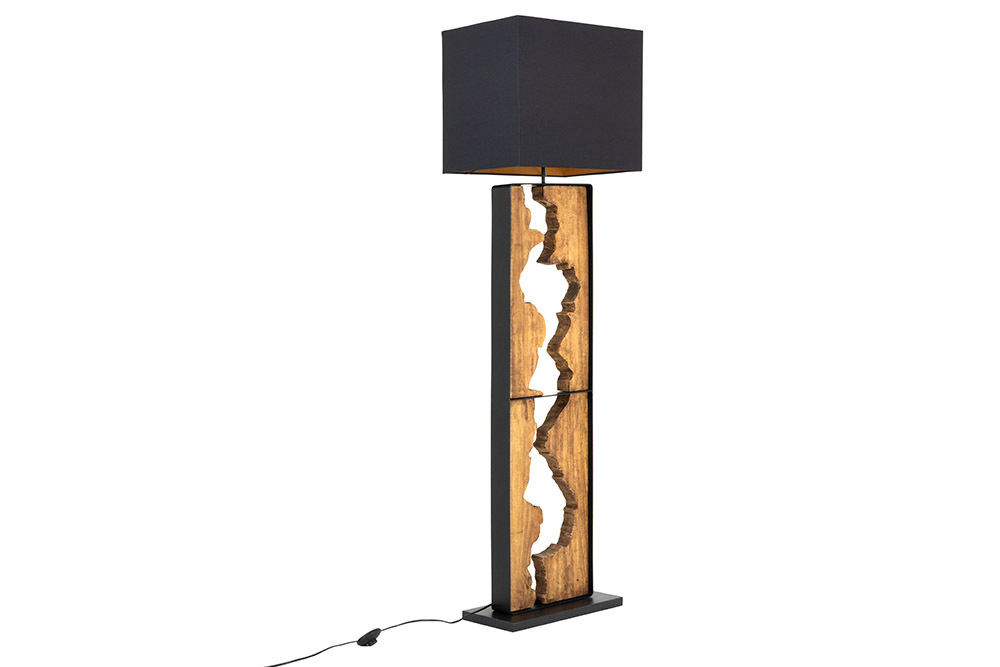 Handgefertigte Stehlampe DESIGNED BY NATURE 165cm natur schwarz Regenbaumholz