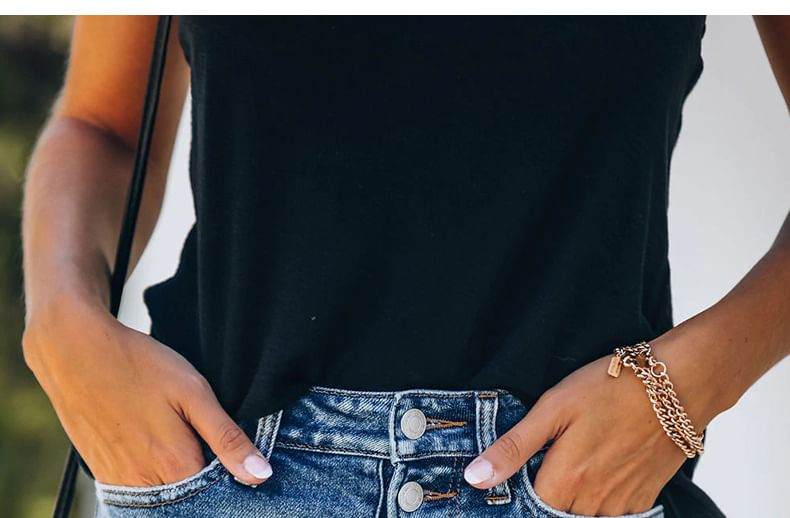 PERKARP - Skinny jeans met middelhoge taille, knoopsluiting en distressed wash