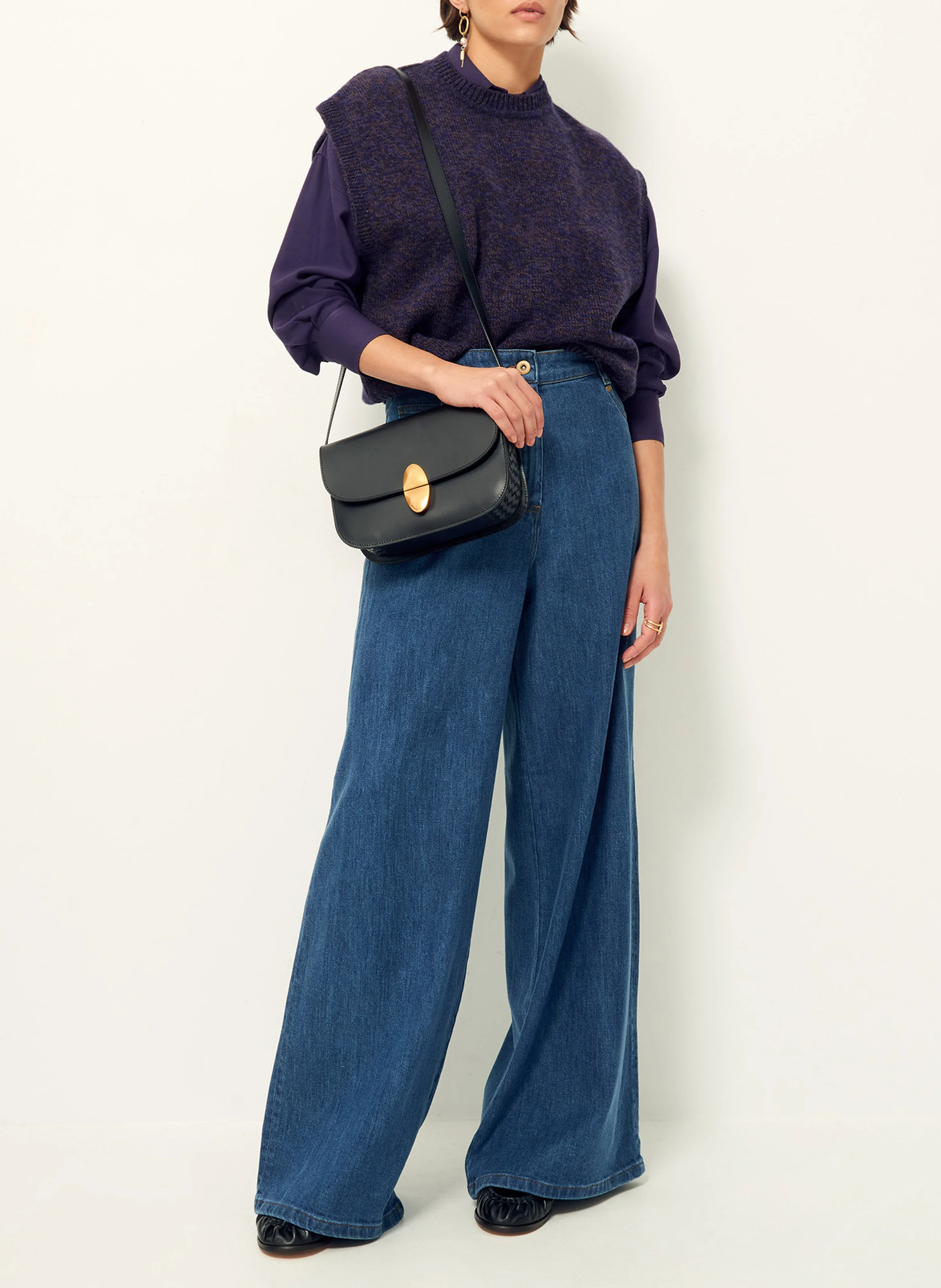 FABININO - Pull sans manches en laine mérinos | Bleu