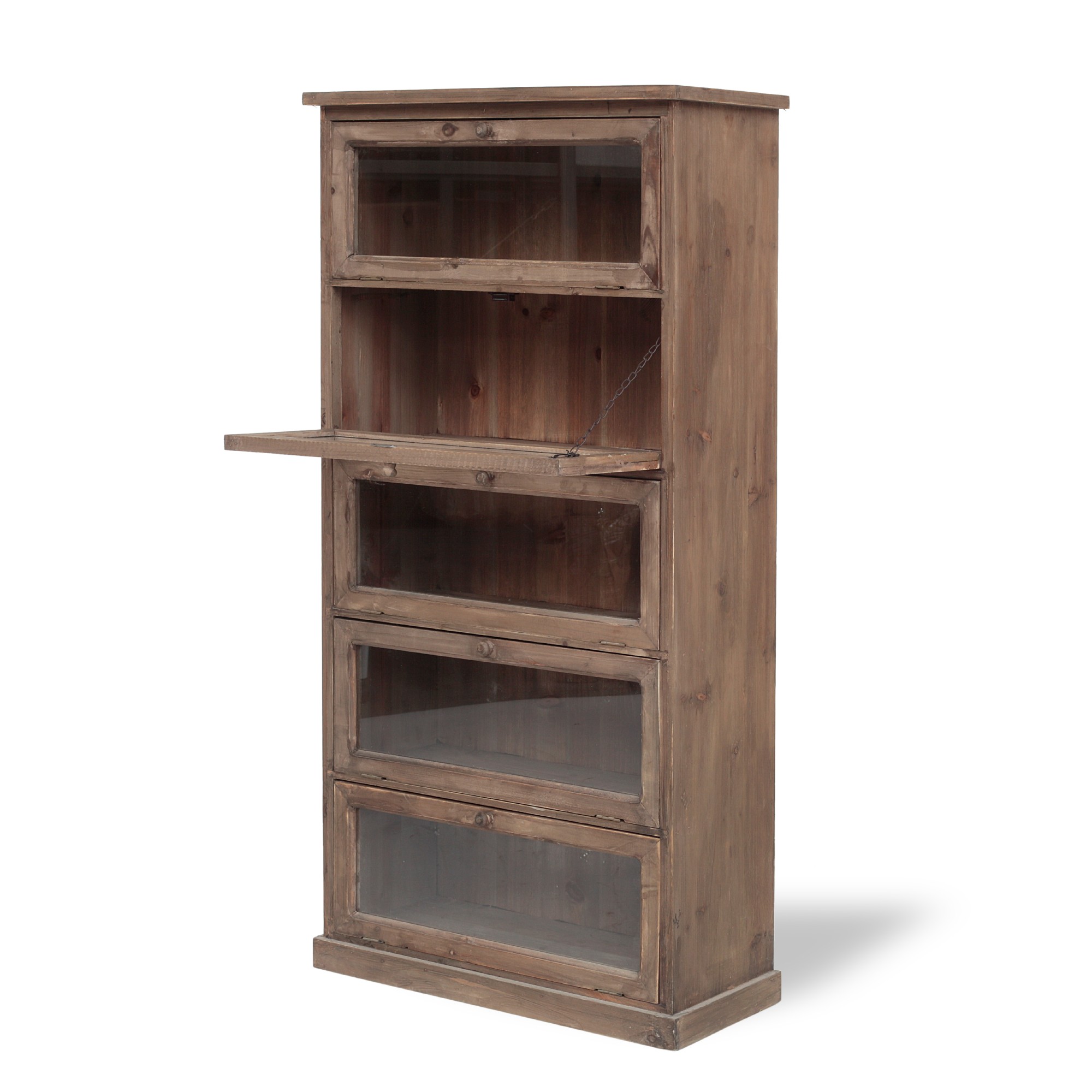 Kommode mit 5 Glastüren, braun, H 117 cm, B 60 cm, T 26 cm von fischer's lagerhaus