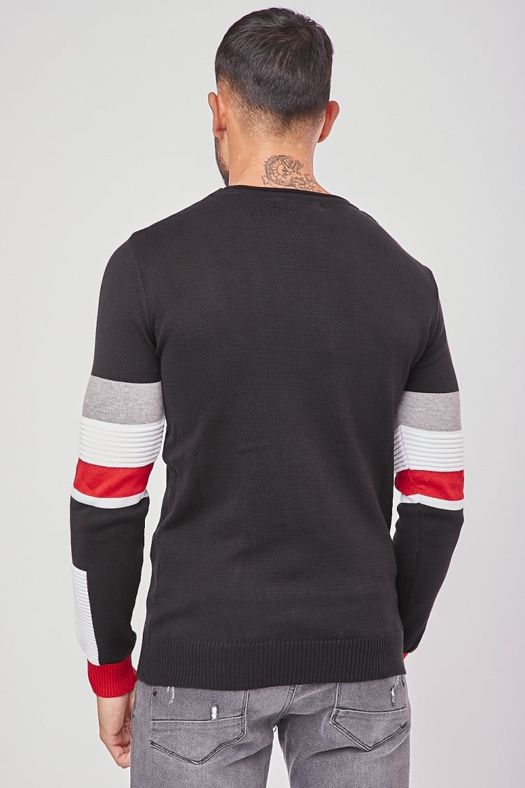 Pull fin à bandes noir