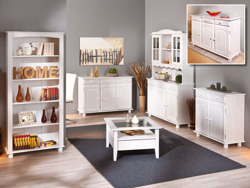 Sideboard LIVIO - weiß - Kiefer massiv