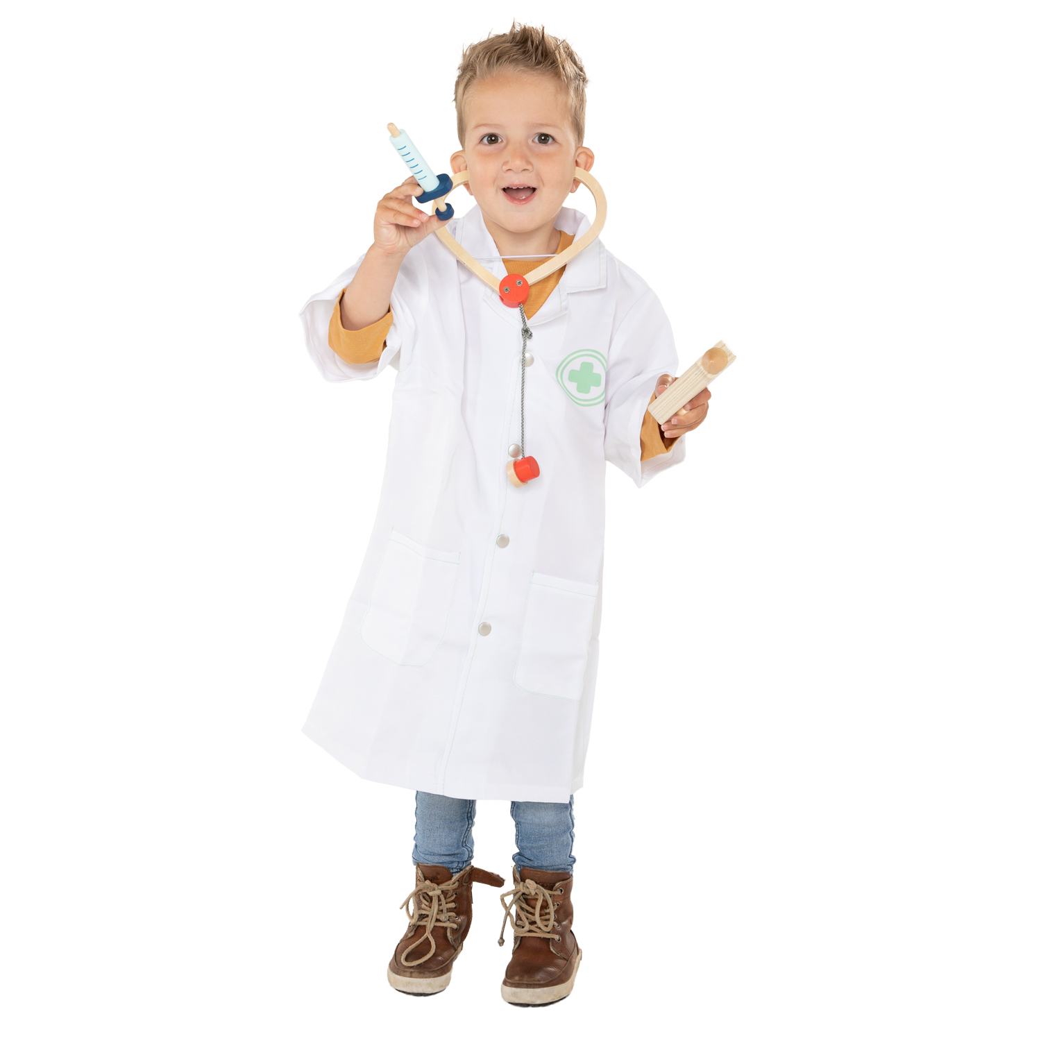 Small Foot-Dokterjas met Houten Accessoires, 4dlg.
