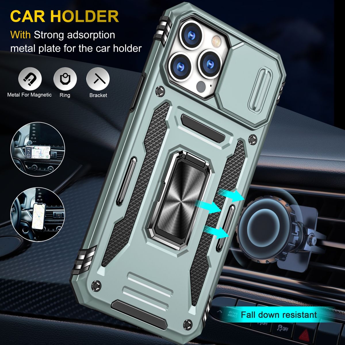 Hülle Handy Schutz für Apple iPhone 15 Pro Max Case Cover Kamera Ständer Etuis