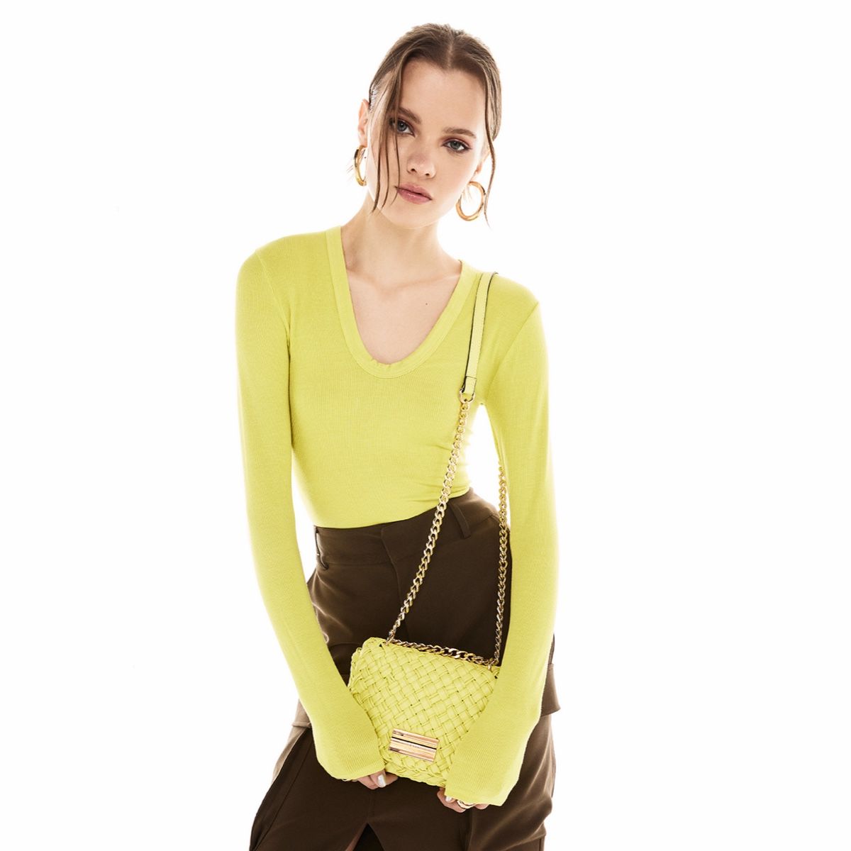 Rattanii Medium Yellow Women Crossbody Bags