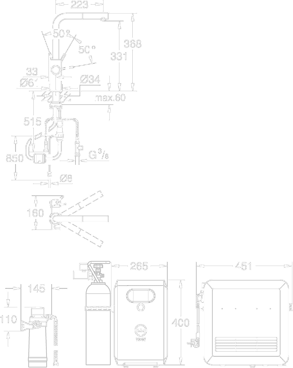 GROHE Blue Professional, Küchenarmatur mit Sprudel-, Kühl- & Filterfunktion (Wasserhahn für gefiltertes, kühles und sprudelndes Trinkwasser, herausziehbarer Auslauf, mit CO2 Flasche) chrom, 31326002