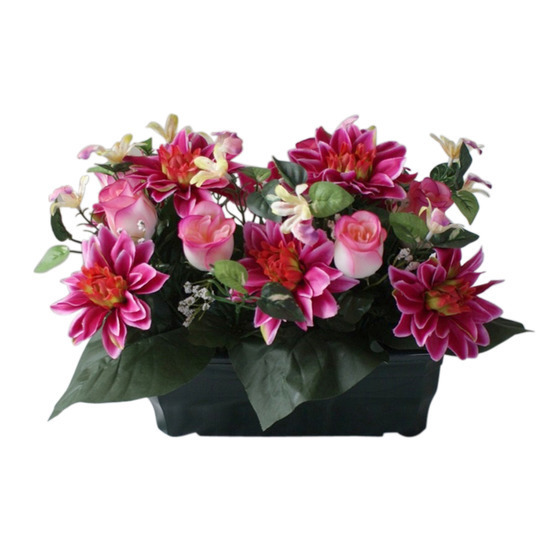 Jardinière de 26 rose/dahlia/orchidee, H27cm - L30cm (2,5kg)