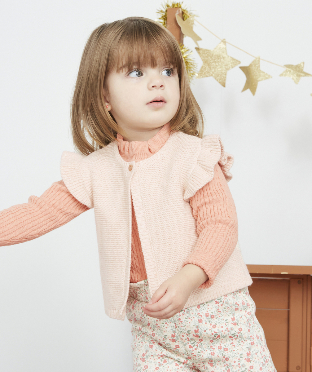 LE GILET SANS MANCHES VOLANTÉS BEIGE PAILLETÉ