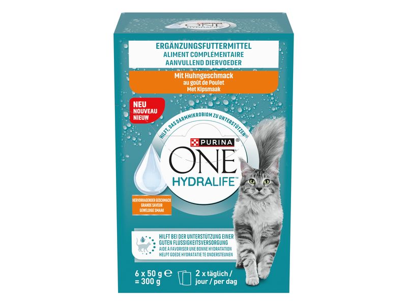 Purina ONE Hydralife mit Huhngeschmack 6 x 50 g Ergänzungsfuttermittel für Katzen
