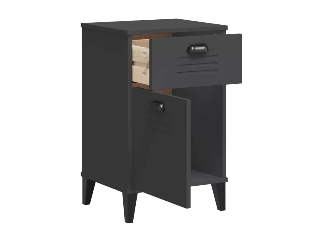 Table de chevet VIKEN gris anthracite bois de pin solide