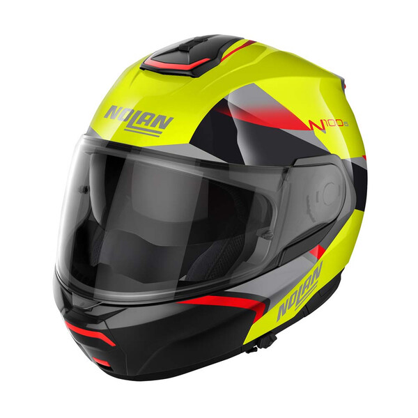 Nolan - Casque N100-6 Paloma N-Com Jaune fluo / Gris / Noir / Rouge / Brillant