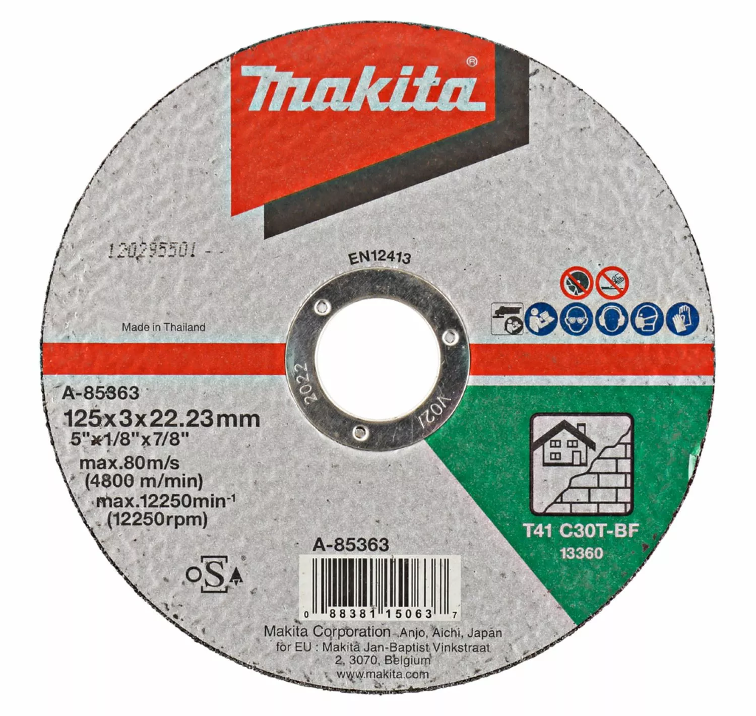 Makita A-85363 Doorslijpschijf - 125 x 22,23mm - Steen
