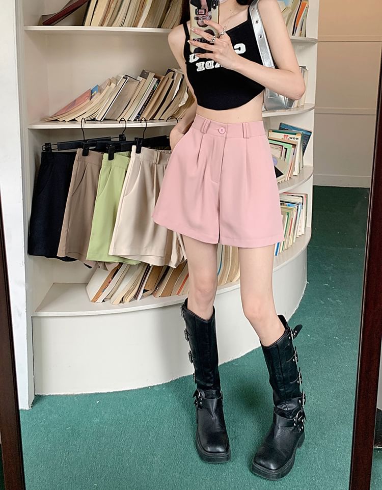 Soswift - Hoge taille effen shorts