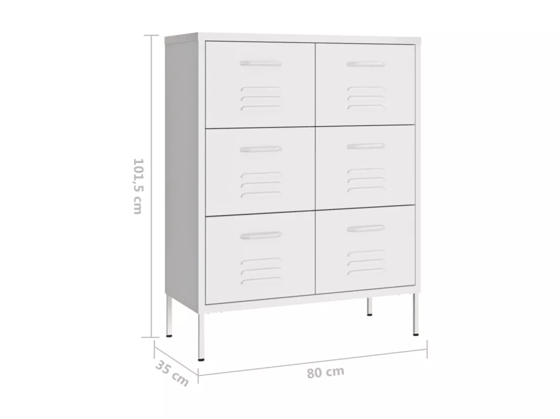 Armoire à tiroirs Blanc 80x35x101,5 cm Acier