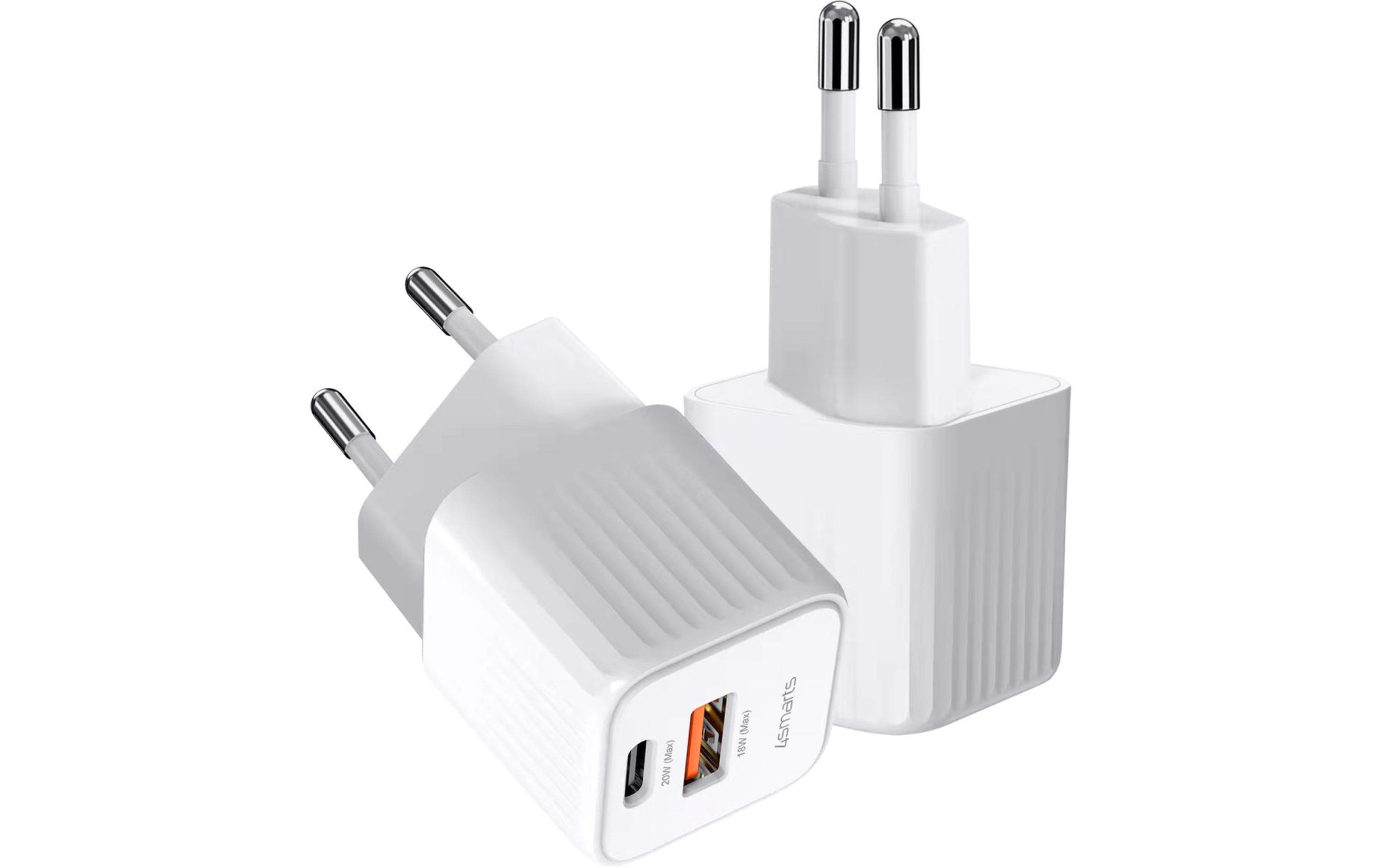 USB-Wandladegerät VoltPlug Duos Mini PD 20 W + KabelSchnellladefähiges Mini-Ladegerät mit USB-A-/USB-C-Port und einem USB-C-Kabel
