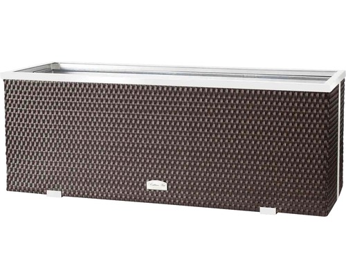 Polyrattan plantenbak 108x39x43 cm bruin-aluminium