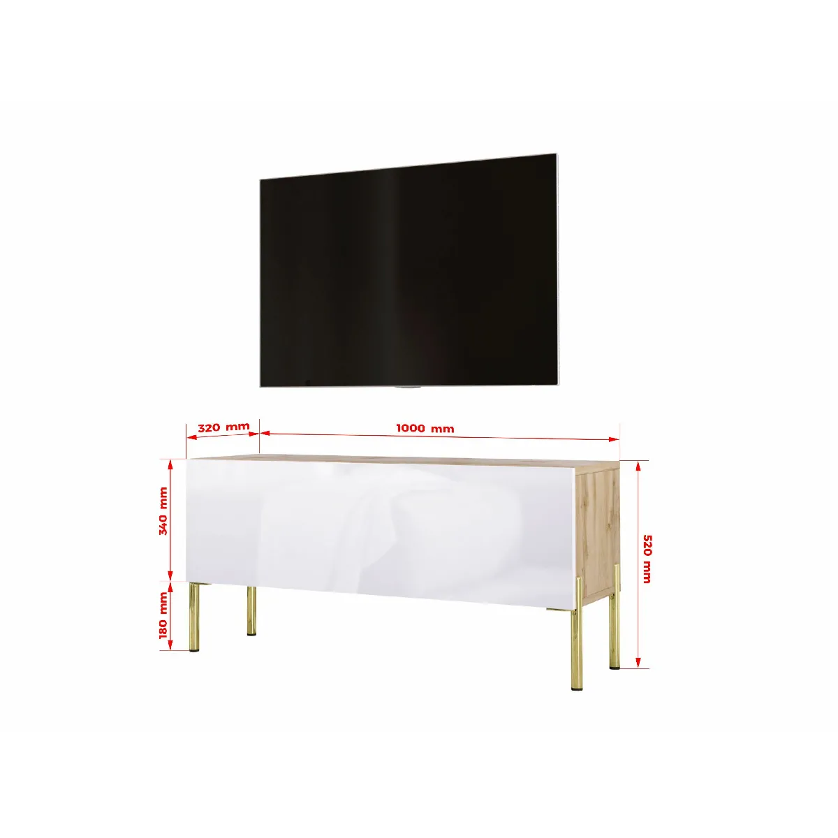 3xeliving Meuble TV Chêne wotan / Blanc Brillant