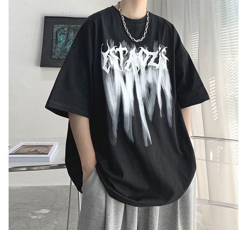 Macho - T-shirt met korte mouwen, ronde hals en belettering