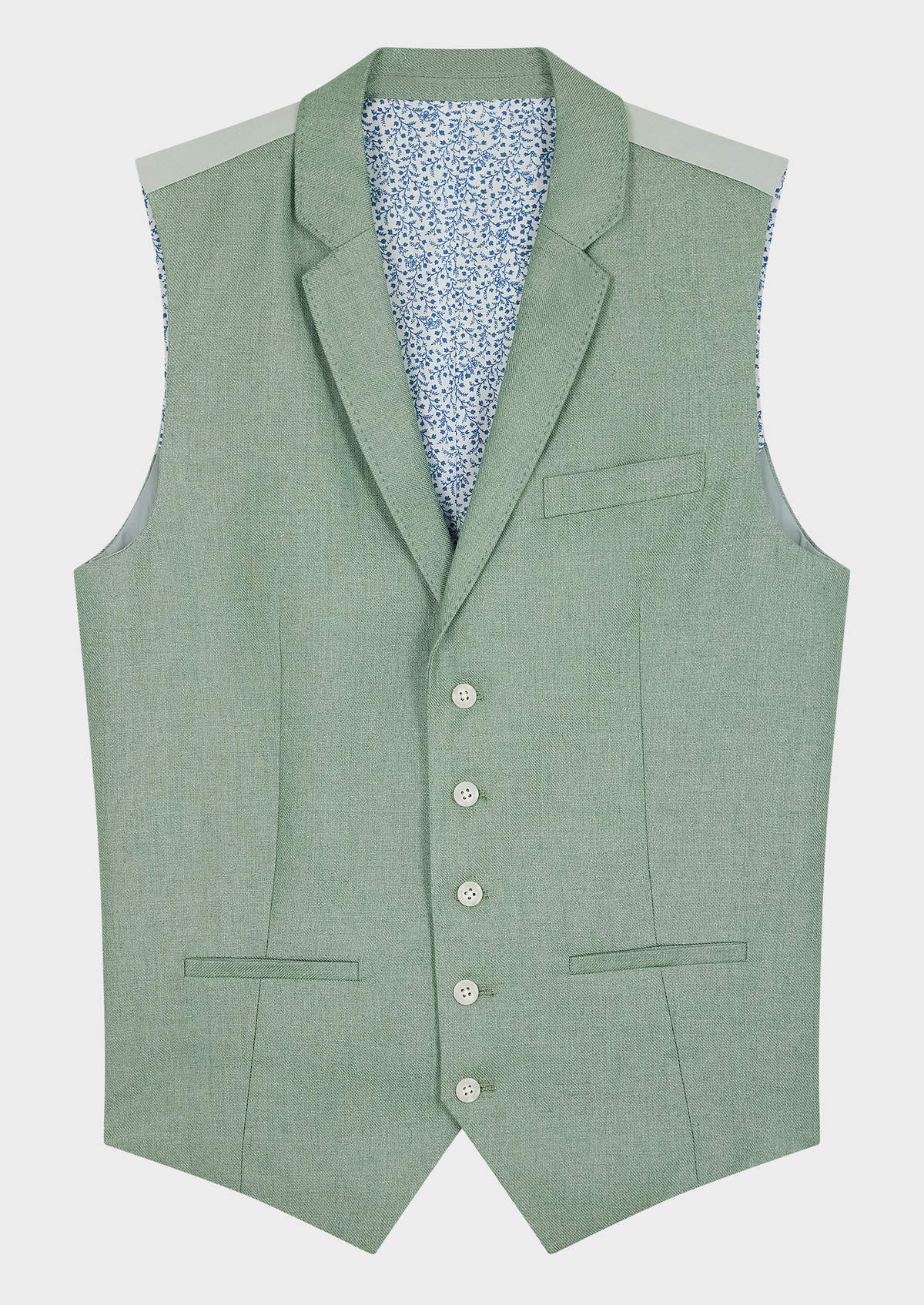 Gilet casual en lin uni vert