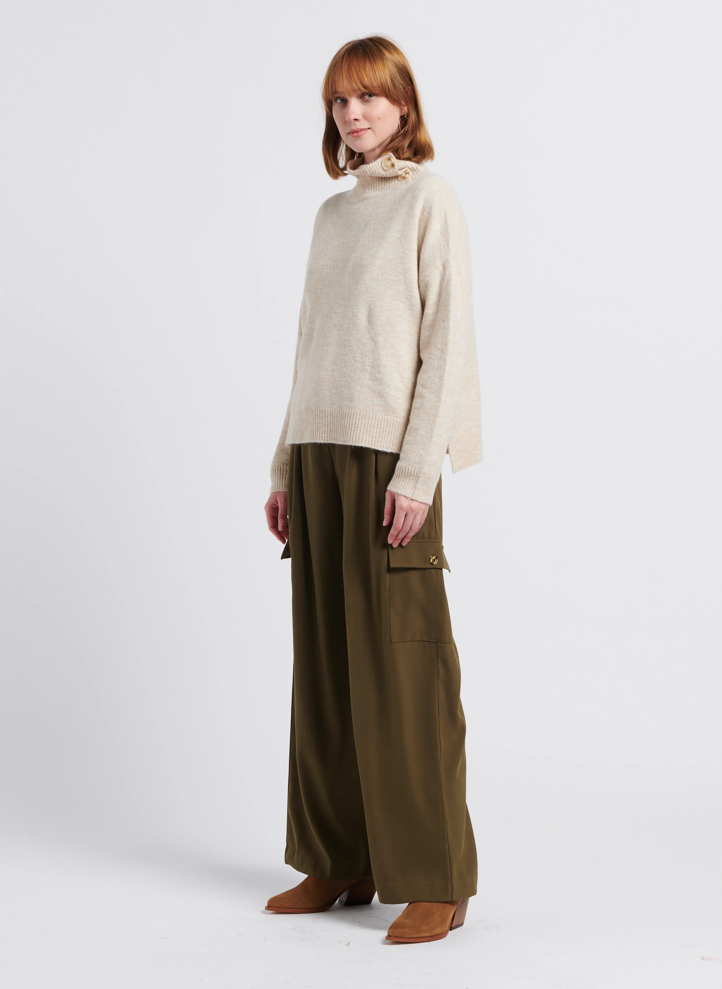 WINNIE MIA - Pantalon cargo fluide| Kaki