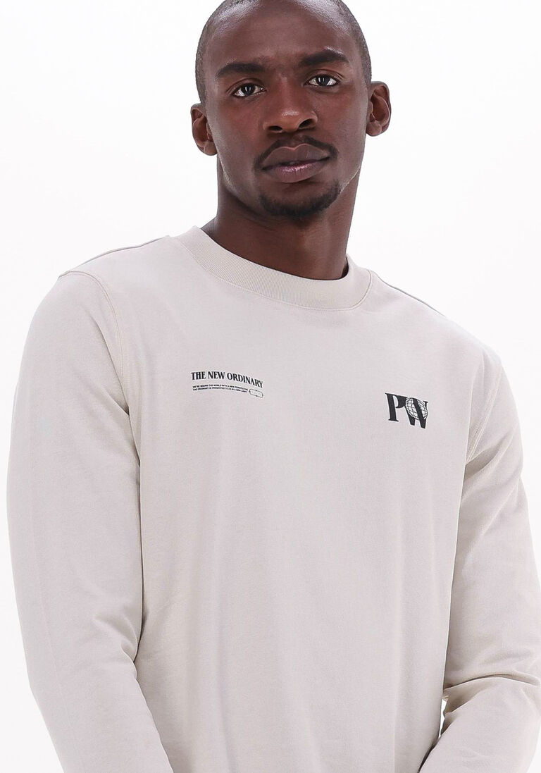 PUREWHITE gebroken wit purewhite  crewneck jersey long sleeve with graphic prints