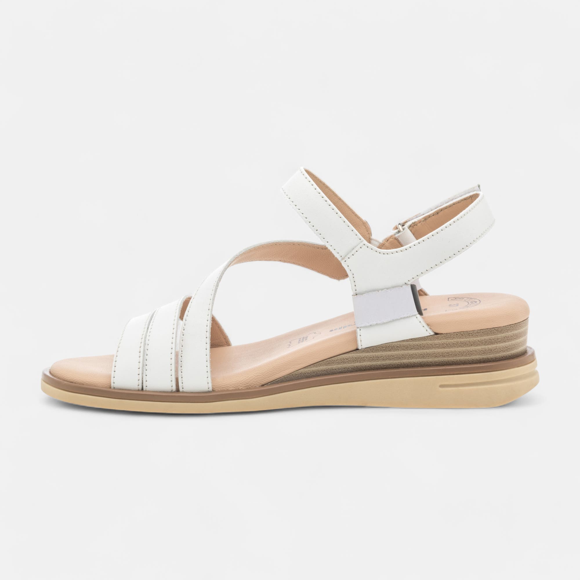 Sandales à talon compensé Femme en cuir blanc