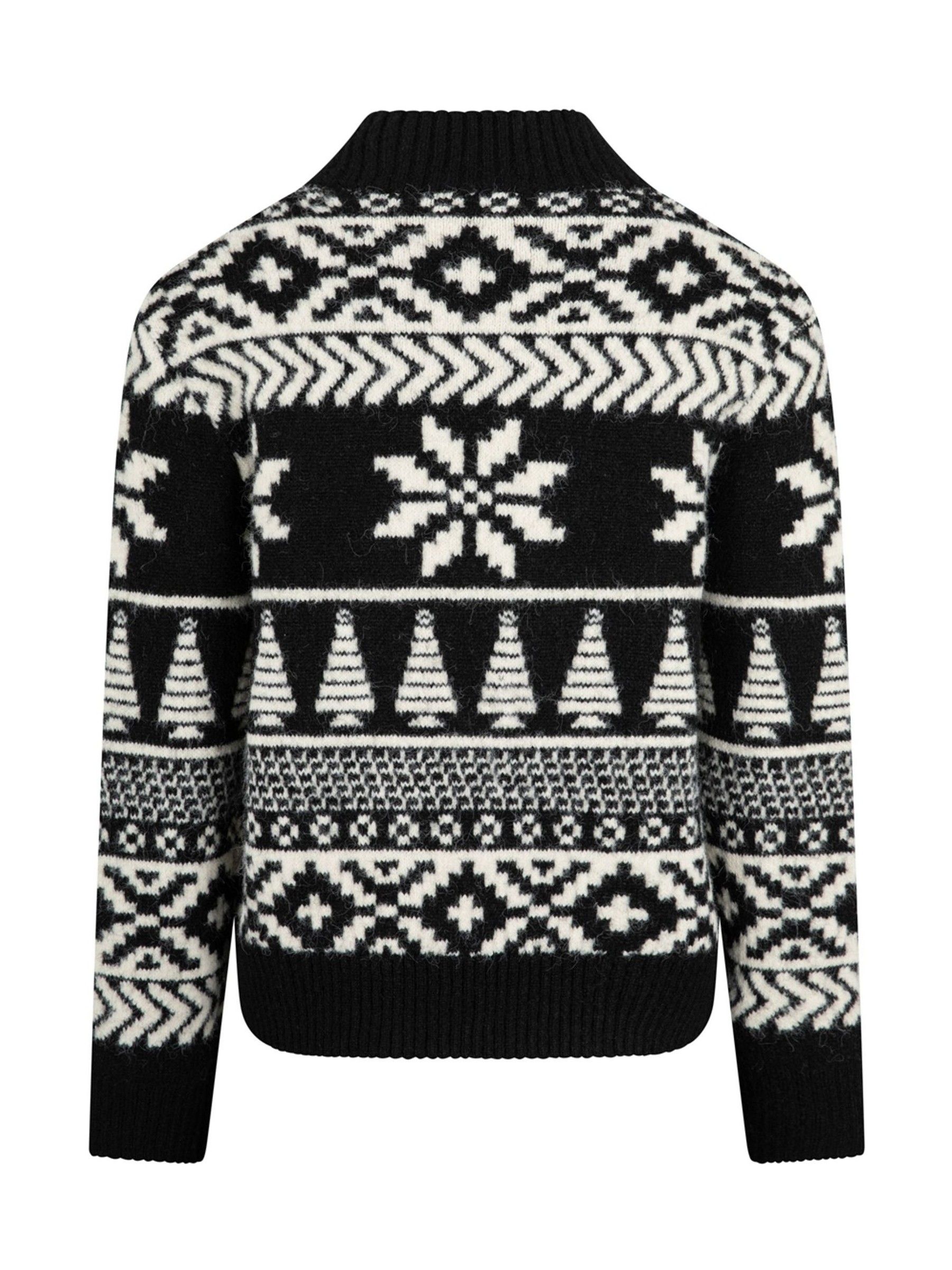Zwart - The Little Tailor Chunky Tweekleurige Fairisle Kerstmis Trui