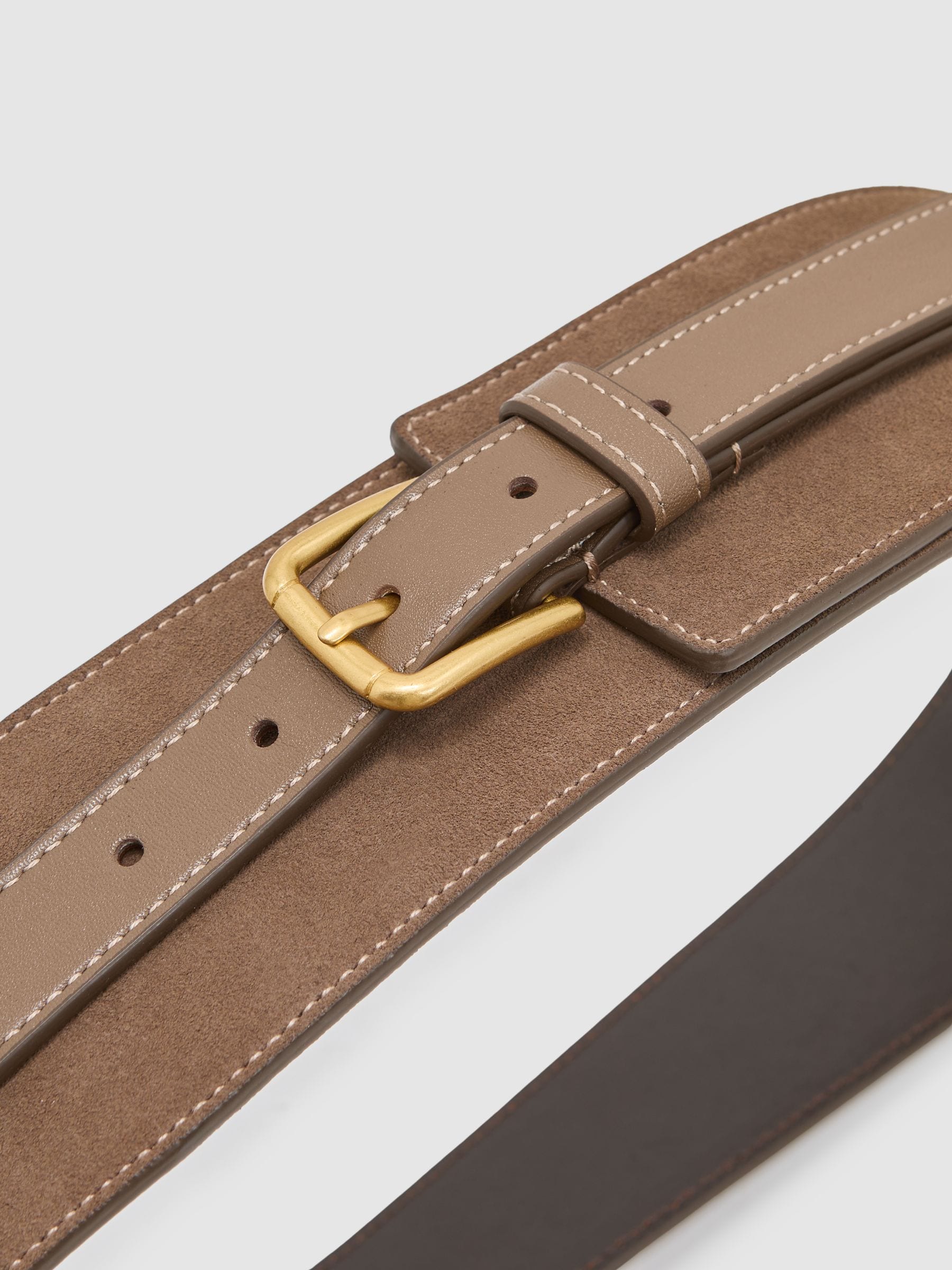 Reiss Beatrix Leather and Suede Corset Waist Belt