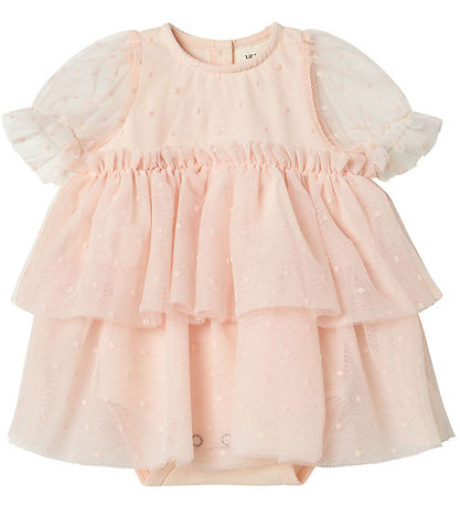 Lil' Atelier Bodykleid k/ä - NbfFrilla - Tyl - Peach Blush