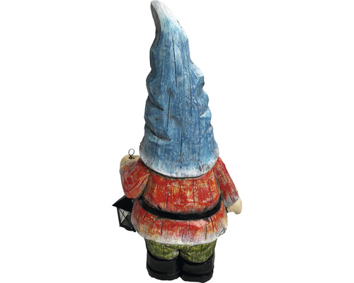 Tuinfiguur, decoratief figuur, Lafiora kabouter met lantaarn, 31,5 x 23 x 56,5 cm, rood