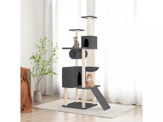 Arbre à chat avec griffoirs en sisal Gris foncé 168 cm