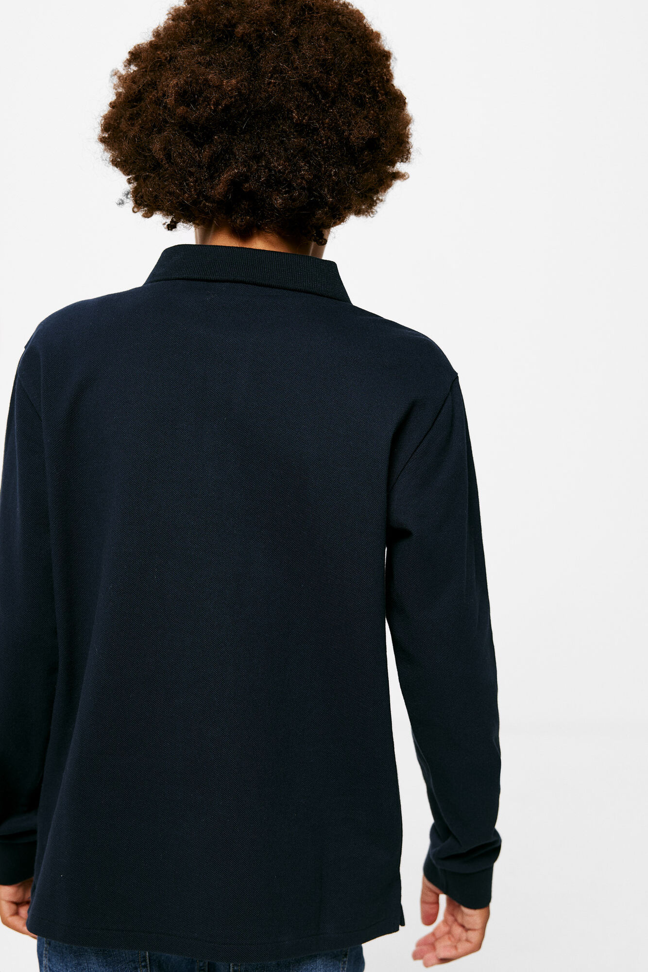 Camisa polo básica de manga comprida para meninos