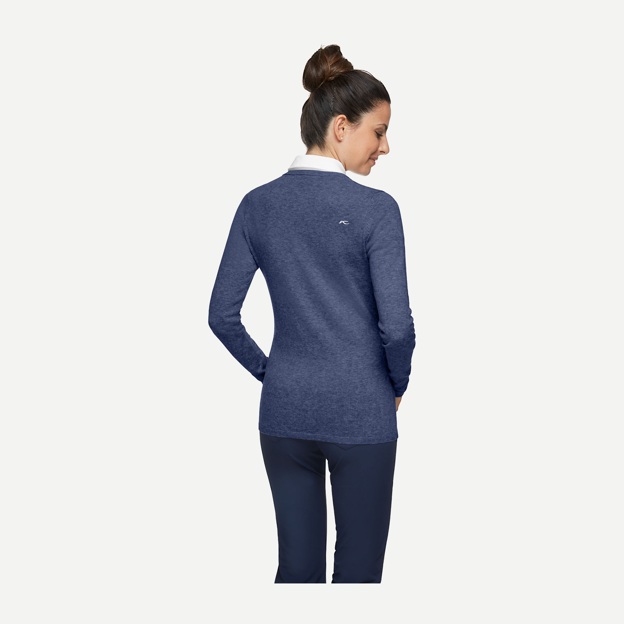 Kicki V-Neck Pullover Dame 22300/Atlanta Blue Melange