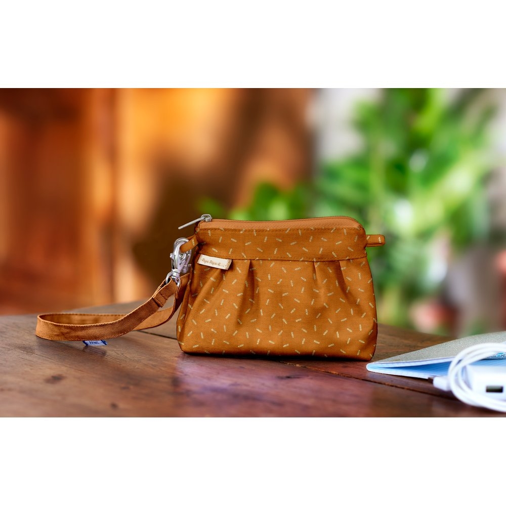 Mini Pochette Plissée Paille Dorée Caramel