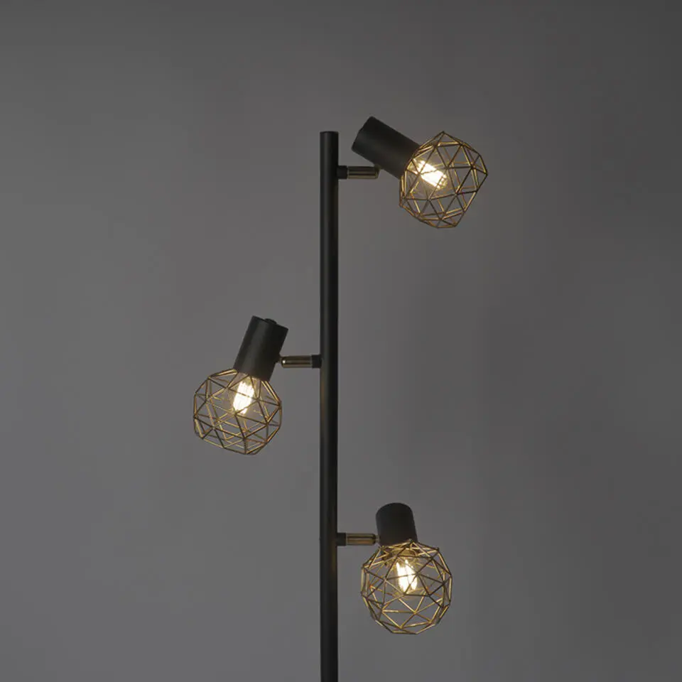 Qazqa vloerlampen mesh goudkleurig e14