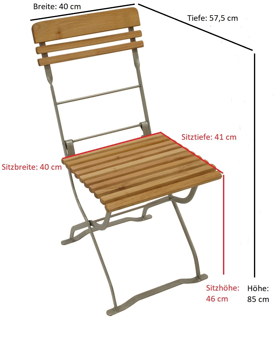 DEGAMO Biergarten - Garnitur MÜNCHEN 3-teilig (2x Stuhl, 1x Tisch 70x70cm), Flachstahl verzinkt + Robinie