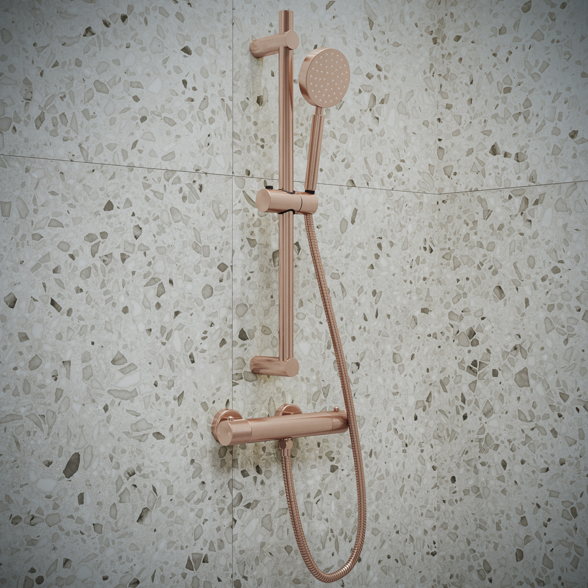 Saniclear Copper Curved opbouw douchethermostaat geborsteld koper