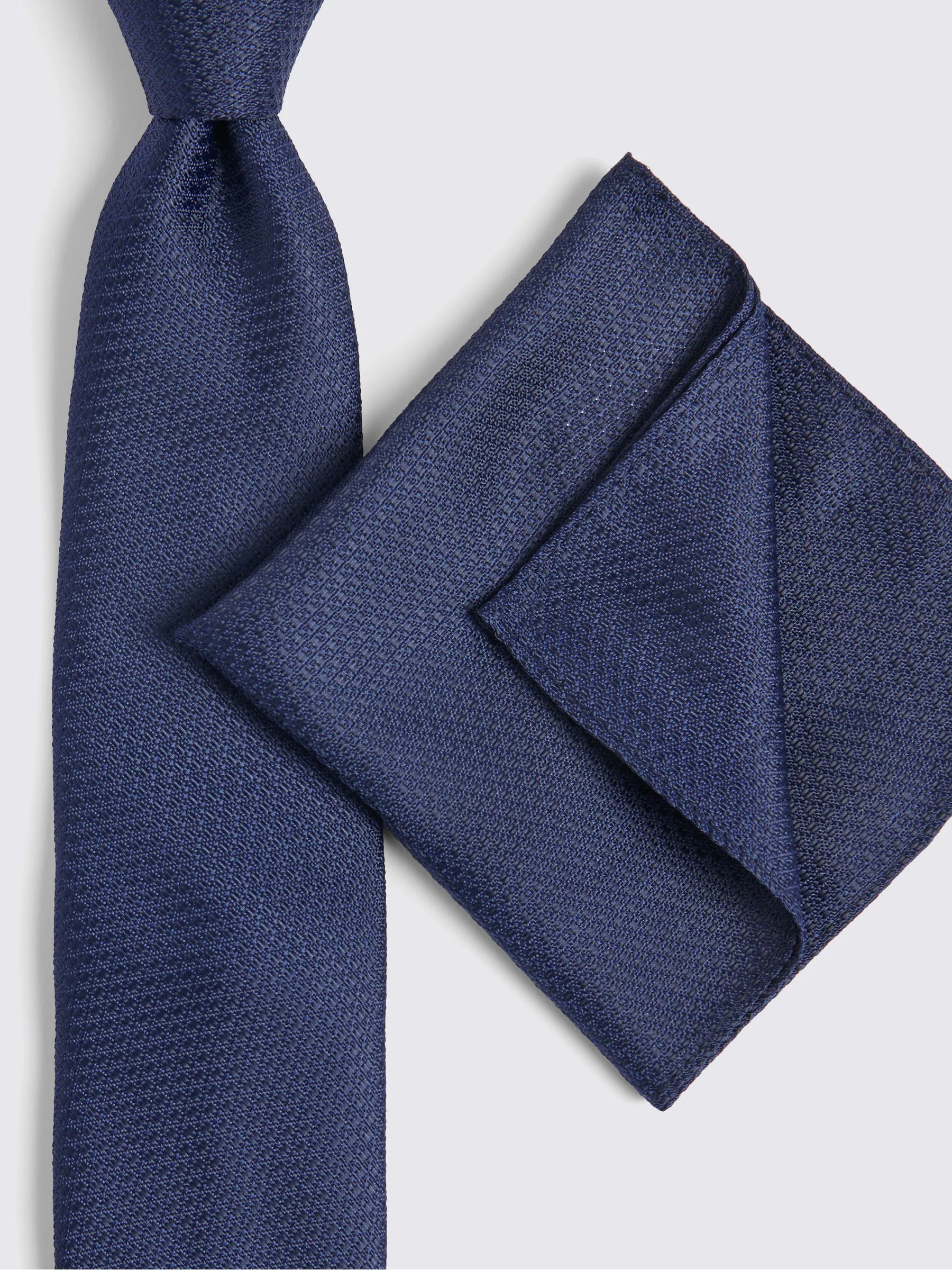 Donkerblauw - Moss stropdas met textuur