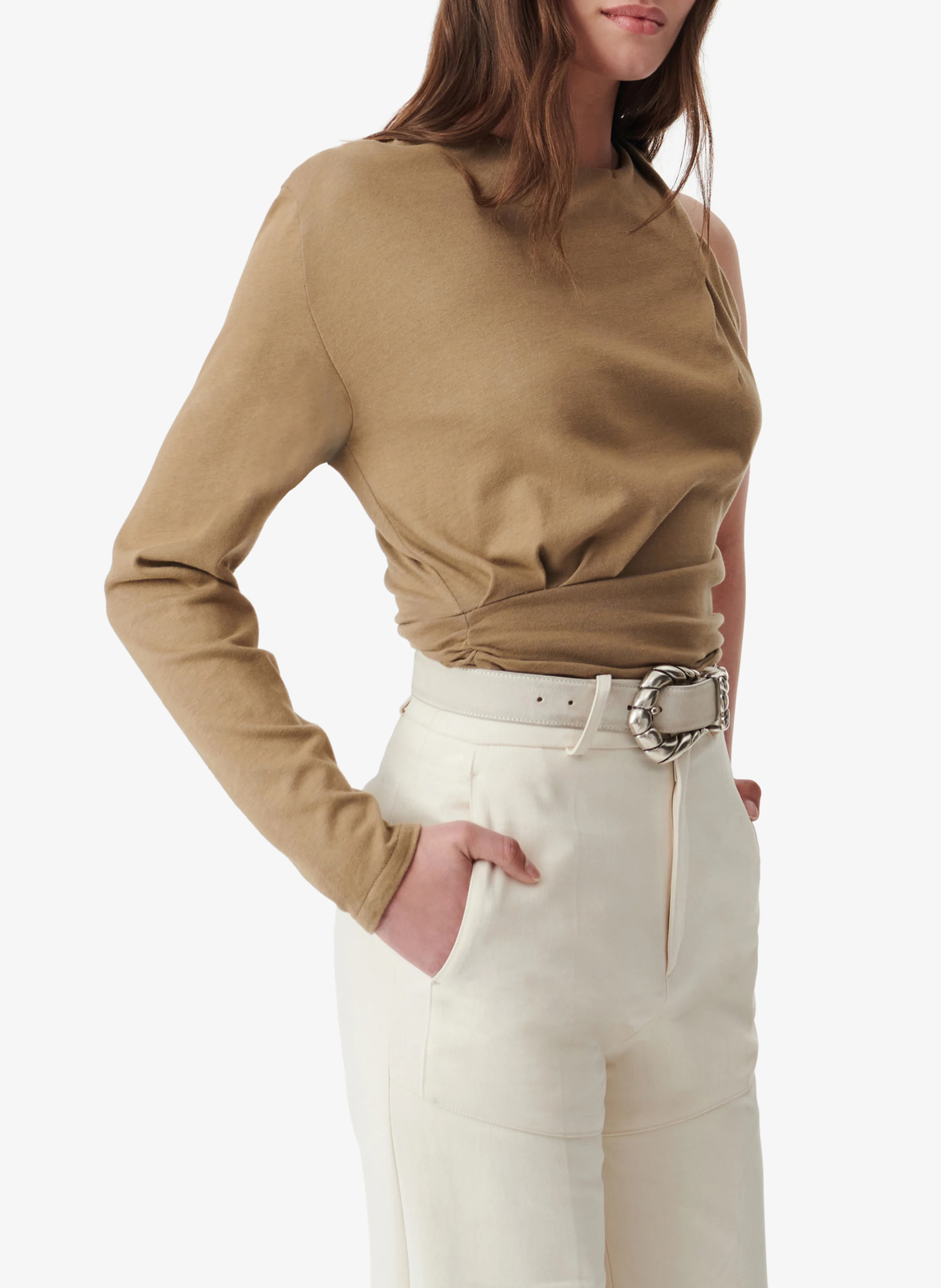 JOVANKA - Top asymétrique ajusté | Kaki