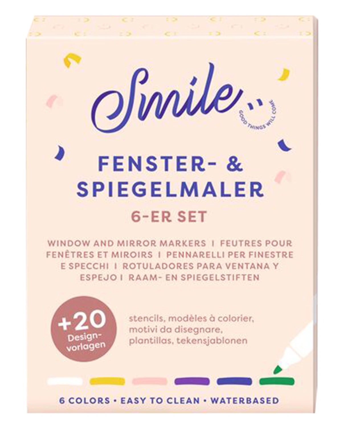Kreidemarker SMILE - WINDOW & MIRROR 6er Set