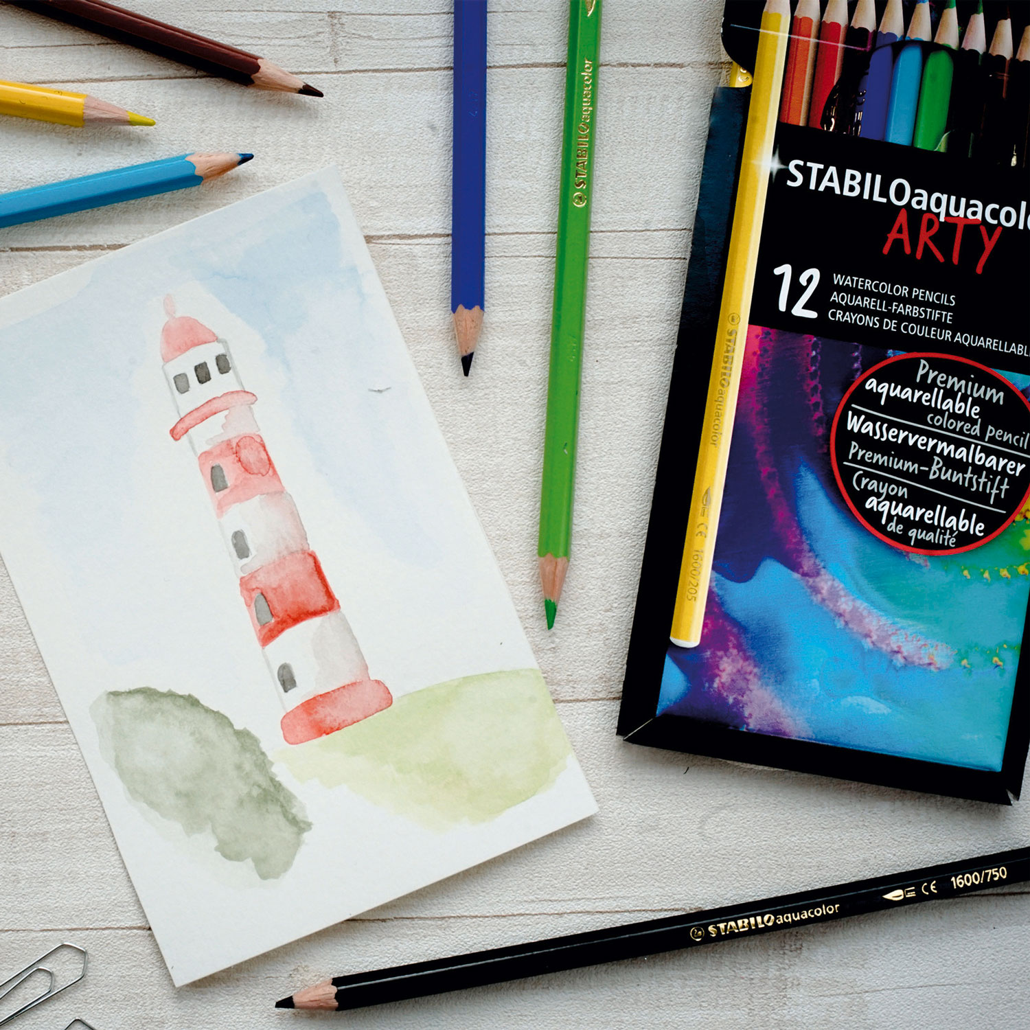STABILO Aquacolor - Aquarel Kleurpotlood - Metalen Set 12 St.