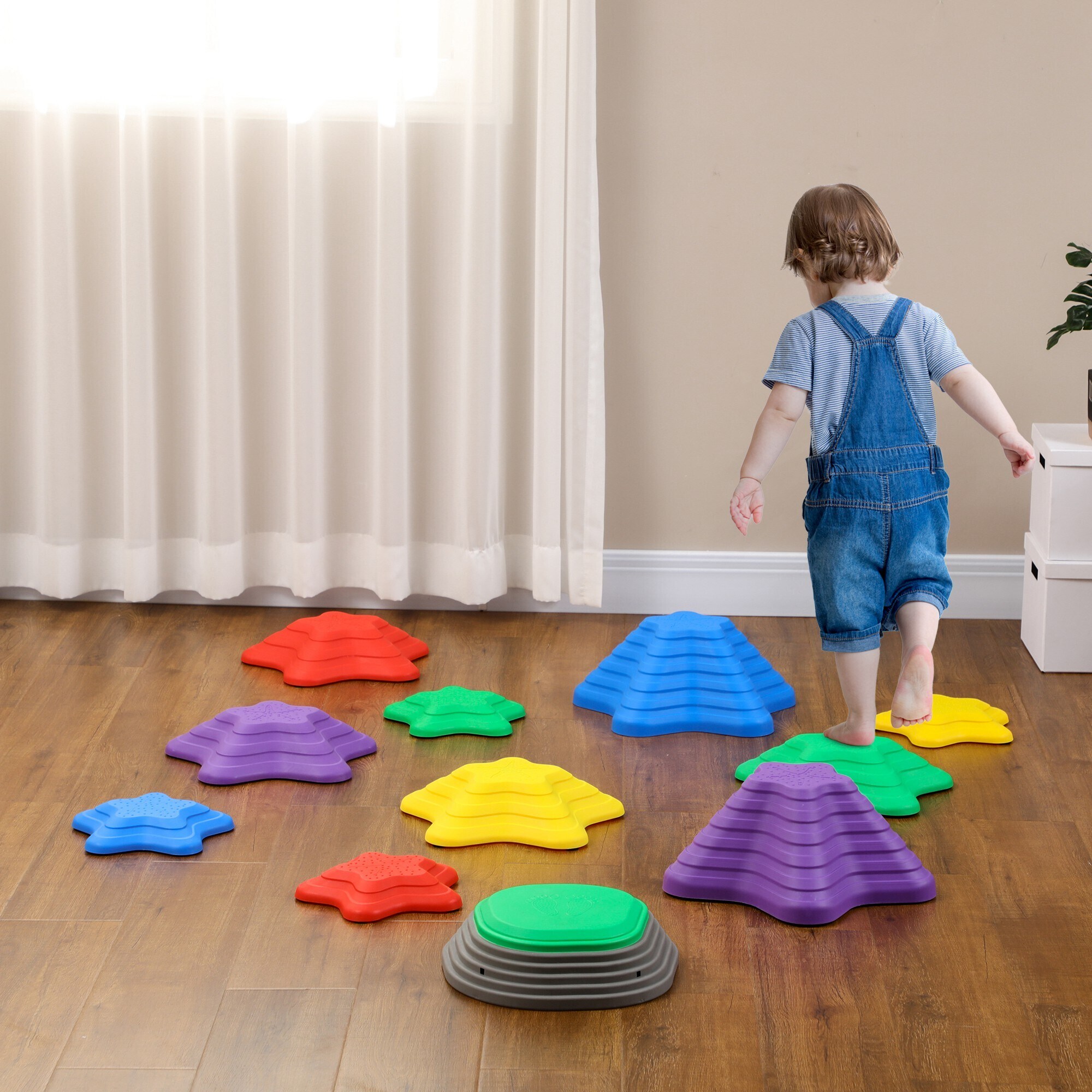 ZONEKIZ 11er Flusssteine-Set aus robustem Material bunt 36,5L x 36,5B x 16H cm